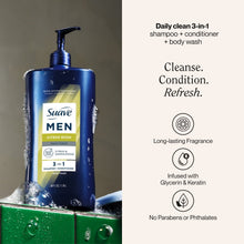 (4 pack) Suave Men Citrus Rush 3-in-1 Shampoo, Conditioner & Body Wash with Glycerin & Keratin, 40 OZ