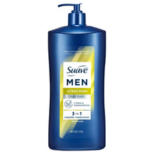 (4 pack) Suave Men Citrus Rush 3-in-1 Shampoo, Conditioner & Body Wash with Glycerin & Keratin, 40 OZ
