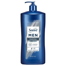 (4 pack) Suave Men Deep Cleansing 3-in-1 Shampoo, Conditioner & Body Wash with Charcoal, 40 FL OZ