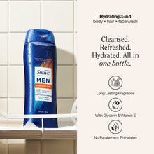 (4 pack) Suave Men Hydrating 3-in-1 Body, Hair & Face Wash with Glycerin and Vitamin E, 18 fl oz