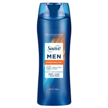 (4 pack) Suave Men Hydrating 3-in-1 Body, Hair & Face Wash with Glycerin and Vitamin E, 18 fl oz