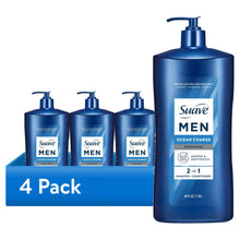 (4 pack) Suave Men Ocean Charge 2-in-1 Refreshing Shampoo & Conditioner with Pro Vitamin B5, 40 FL OZ Pump
