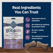 Blue Buffalo BLUE Bits Plus Mobility and Immune Support Daily Benefit Dog Treats, Soft & Chewy Morsels, 9.5-oz. Bag