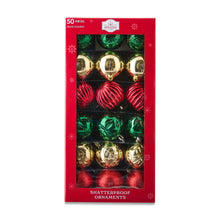 50-Count Red/Green/Gold Shatterproof Ball Christmas Ornaments, by Holiday Time