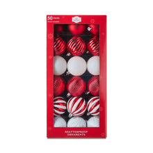 50-CountRedandWhiteShatterproofChristmasOrnaments-byHolidayTime-_1 - USA Mega Market