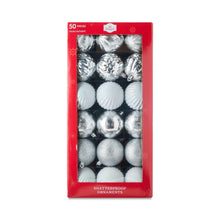 50-CountSilverandWhiteShatterproofChristmasOrnaments-byHolidayTime-_1 - Brands For Less USA
