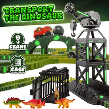 USA Toyz Dinosaur Dash Track 6 Dinosaurs LED Dino Car STEM Set Toy 225 Piece Tracks for Kids Ages 3+