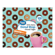 Great Value Donut Shop 100% Arabica Medium Roast Ground Coffee Pods, 38.4oz, 100 Count
