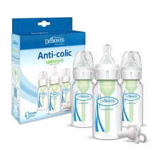 Dr. Brown’s Natural Flow Anti-Colic Options+ Narrow Baby Bottle, 4oz, Slow Flow, 0m+, 3 Pack