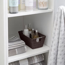 Simplify Small Shelf Rattan Tote Storage Basket in Chocolate