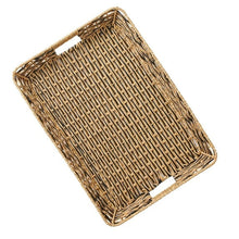 Better Homes & Gardens Beige and Black Resin Rattan Rectangular Serving Tray