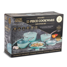 Thyme & Table 12 Piece Non-Stick Acadia Cookware Set, Pots and Pans Set - Blue