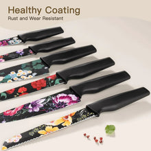 Astercook 6 Piece Color-Coded Kitchen Knife Set, Stainless Steel Chef Knives with 6 Anti-Rust Coating Blades and Blade Guards, Dishwasher Safe