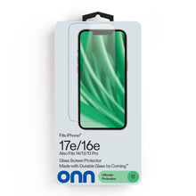 onn Corning Glass Screen Protector for iPhone® 17e / 16e / 14 / 13 / 13 Pro, Made with Durable Glass by Corning™ for Ultimate Protection, with Easy Application Tray