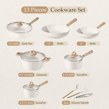 Carote Nonstick Pots and Pans Set, 13 Pieces Kitchen Cookware Sets Compatible for All Stoves, White Granite