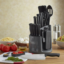 Farberware Classic 30-Piece Spin-N-Store Rotating Carousel Stainless Steel Knife Set & Tool Set Gray