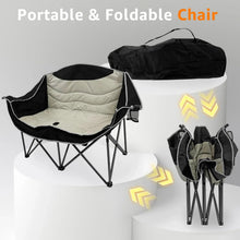 Jacgood Double Camping Chair for Couples, Comfortable Folding Loveseat with 2 Cup Holders & Armrests, Heavy-Duty 660lb Capacity for Camping
