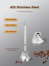 FOHERE Manual Coffee Grinder, 7-Angle Stainless Steel Conical Burrs, External Adjustment, For All Coffees