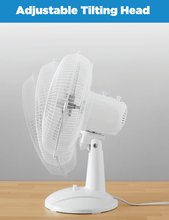 Mainstays 12-Inch Table Fan with Adjustable 3-Speed Settings and Oscillation, White, FT30-8MBWV