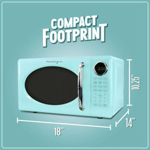 Nostalgia Retro Microwave Oven - 0.7 Cu Ft & 700-Watt Countertop Microwave with Glass Turntable, Child Safety Lock, 8 Auto-Cook Programs & Digital Clock - Aqua - USA MEGA SHOP