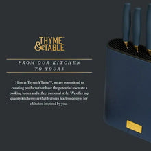 Thyme & Table 7-Piece Slim Block Knife Set with Gold Blades and Blue Block