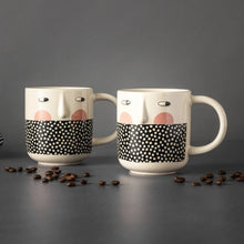 Thyme & Table 2 Pack Cheeky Faces with Dots Mugs 16.2 fl oz, Stoneware
