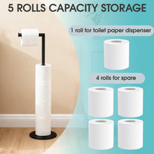 Toilet Paper Holder Stand, Free Standing Toilet Paper Roll Holder for 5 Spare Rolls, Modern Bathroom Toilet Paper Stand, Black