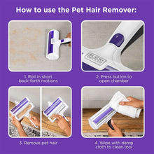 BLACK+DECKER Reusable Pet Hair & Fur Lint Roller & Remover – Fabric, Furniture, Car Seat Cleaning Tool, HMSCT0001