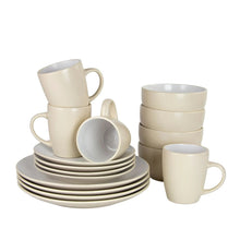 10 Strawberry Street 16-Piece Two Tone Coupe Dinnerware Set - Tan/White