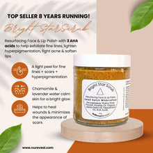 BRIGHT STAR SCRUB Resurfacing Face & Lip Polish with AHA Acids, Exfoliating & Brightening Scrub