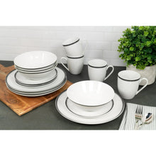 10 Strawberry Street Simply Coupe 16-Piece Ceramic Dinnerware Set, Black