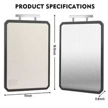 Double-Sided Cutting Board, AOKIWO Large Cutting Boards with Handle & Knife Protector finger guard，Non toxic Stainless Steel Wheat straw PP Chopping Board for Kitchen meat and vegetables-16 * 11 Inch