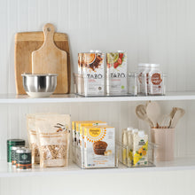 Mainstays Small Clear Plastic Pantry Organizer Bin with Built-In Handles, Kitchen Storage Container for Pantry, Cabinet, Fridge and Shelf Organization, 12" x 4.5" x 4"