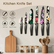 Astercook 6 Piece Color-Coded Kitchen Knife Set, Stainless Steel Chef Knives with 6 Anti-Rust Coating Blades and Blade Guards, Dishwasher Safe