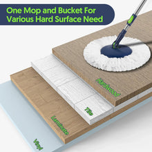 SUGARDAY Spin Mop and Bucket with Wringer Set for Floors Cleaning Heavy duty System, Green