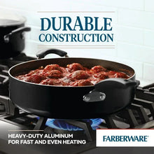 Farberware Easy Clean 6 Quart Nonstick Jumbo Cooker / Chef's Pan with Helper Handle and Glass Lid, Great for Family Meals, Dishwasher Safe, Black
