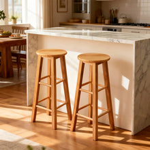 GARITIN 27.5'' Wooden Backless Counter Stool with Round Seat, Natural