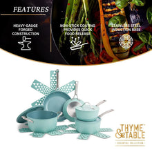 Thyme & Table 12 Piece Non-Stick Acadia Cookware Set, Pots and Pans Set - Blue