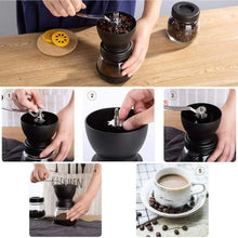 Baalaka Manual Coffee Bean Grinder Small, Ceramic Burr, 2 x 11oz Glass Jars, Stainless Steel Handle for Drip, Espresso, French Press & Turkish Brew