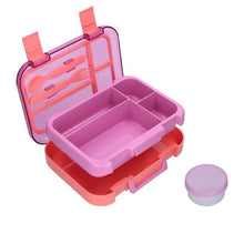 Mainstays Kids 4-Compartment Plastic Bento Box with Removable Tray, Fork, Spoon, and Dressing Container, Pink Glitter