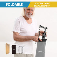 REHAND Adjustable Foldable Walking Cane for Seniors - Lightweight Heavy Duty Canes with Non-Slip Grip, Collapsible Design (Black)
