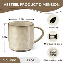 Vesteel Coffee Mug Set of 4, Ceramic Coffee Cups with Handles, 14oz Stoneware Mugs Set for Coffee Tea Milk, Wave Design Mug Gifts for Home Office Restaurant - USA MEGA SHOP