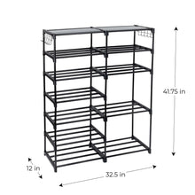 Mainstays Black 7-Tier Shoe Rack with Space-Saving Design, Holds 21 Pairs