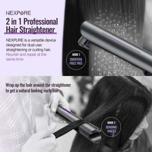 NEXPURE New Upgrade Ionic Flat Iron , Fast Heating Professional Salon 2-in-1 Ceramic Hair Straightener and Curler,Dual Voltage for Travel