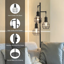 EDISHINE 65IN Farmhouse Industrial Black Floor Lamps for Living Room, Dimmable, Metal Standing Tree Lamp for Bedroom, Office, Home Decor, Lighting, 3 LED Bulb Included