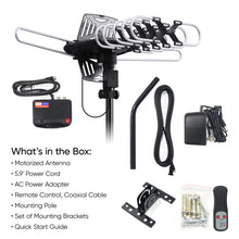 onn. Outdoor TV Antenna with Pole, up to 85-Mile Reception Range, Ultra-HD/Full HD/HD Ready