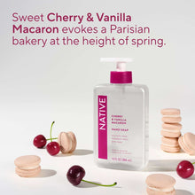 (6 pack) Native Liquid Hand Soap, Cherry & Vanilla Macaron, Non-drying, Naturally Derived Cleansers, Sulfate Free, 13 fl oz
