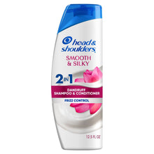 (6 pack) Head and Shoulders Smooth and Silky 2 in 1 Dandruff Shampoo and Conditioner, Frizz Control, Fresh Floral Scent, Color Safe, 12.5 oz
