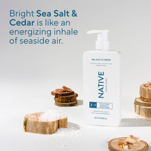 (6 pack) Native Full & Thick 2 in 1 Men's Shampoo and Conditioner, Sea Salt & Cedar, 16.5 fl oz