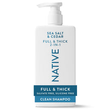 (6 pack) Native Full & Thick 2 in 1 Men's Shampoo and Conditioner, Sea Salt & Cedar, 16.5 fl oz